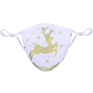 Face Mask - Sparkle Christmas - White & Gold Reindeer