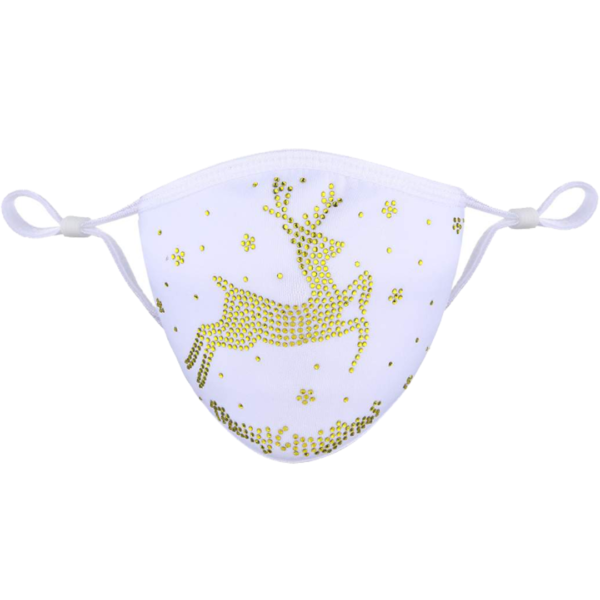Face Mask - Sparkle Christmas - White & Gold Reindeer