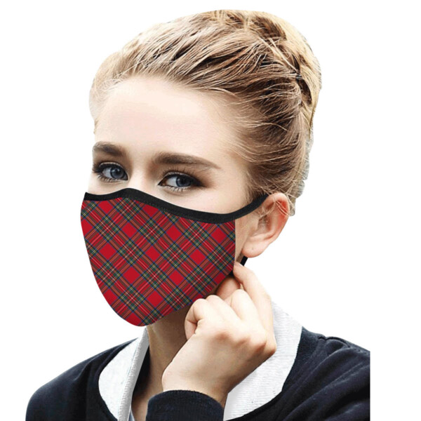 Face Mask - Christmas Print - Red Tartan